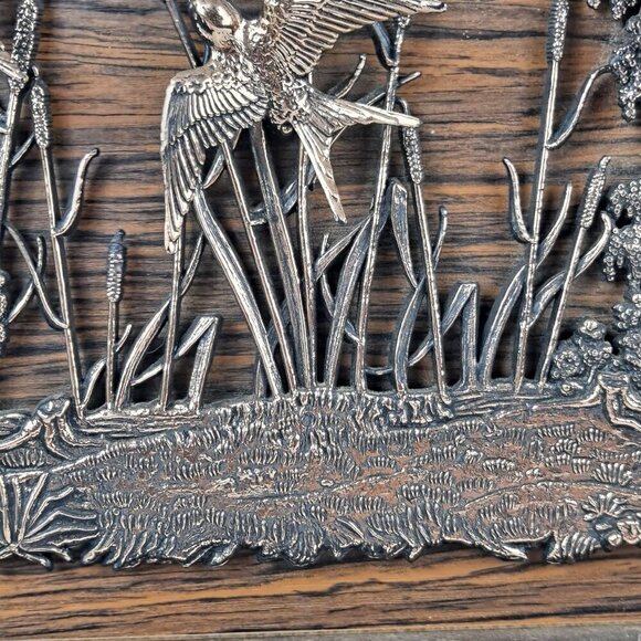 Birds in Flight, Copper on Wood with Wooden Easel or Wall Hanging Vintage - Picture 7 of 14